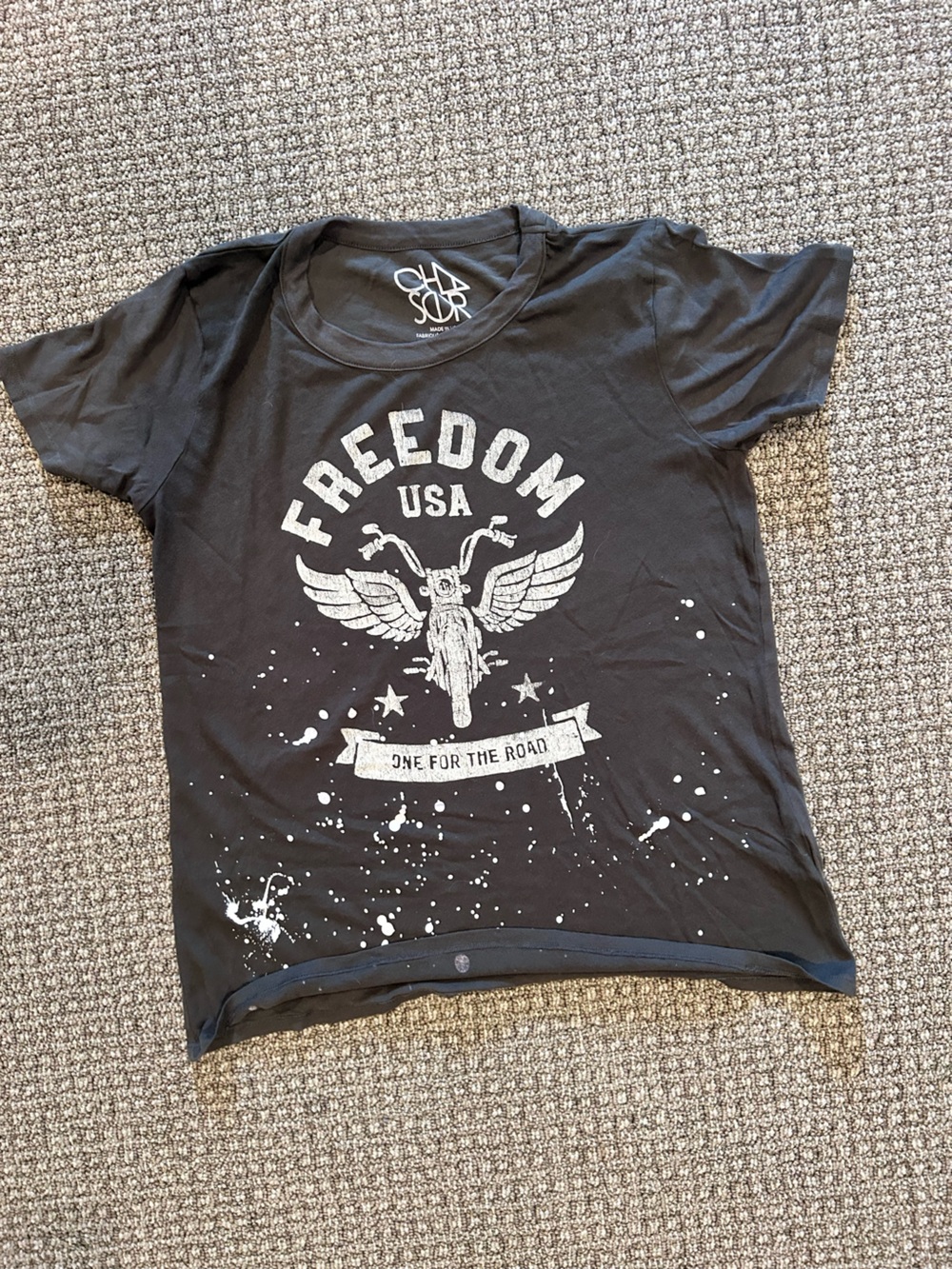 Chaser Black Graphic Tee with White Freedom USA Design